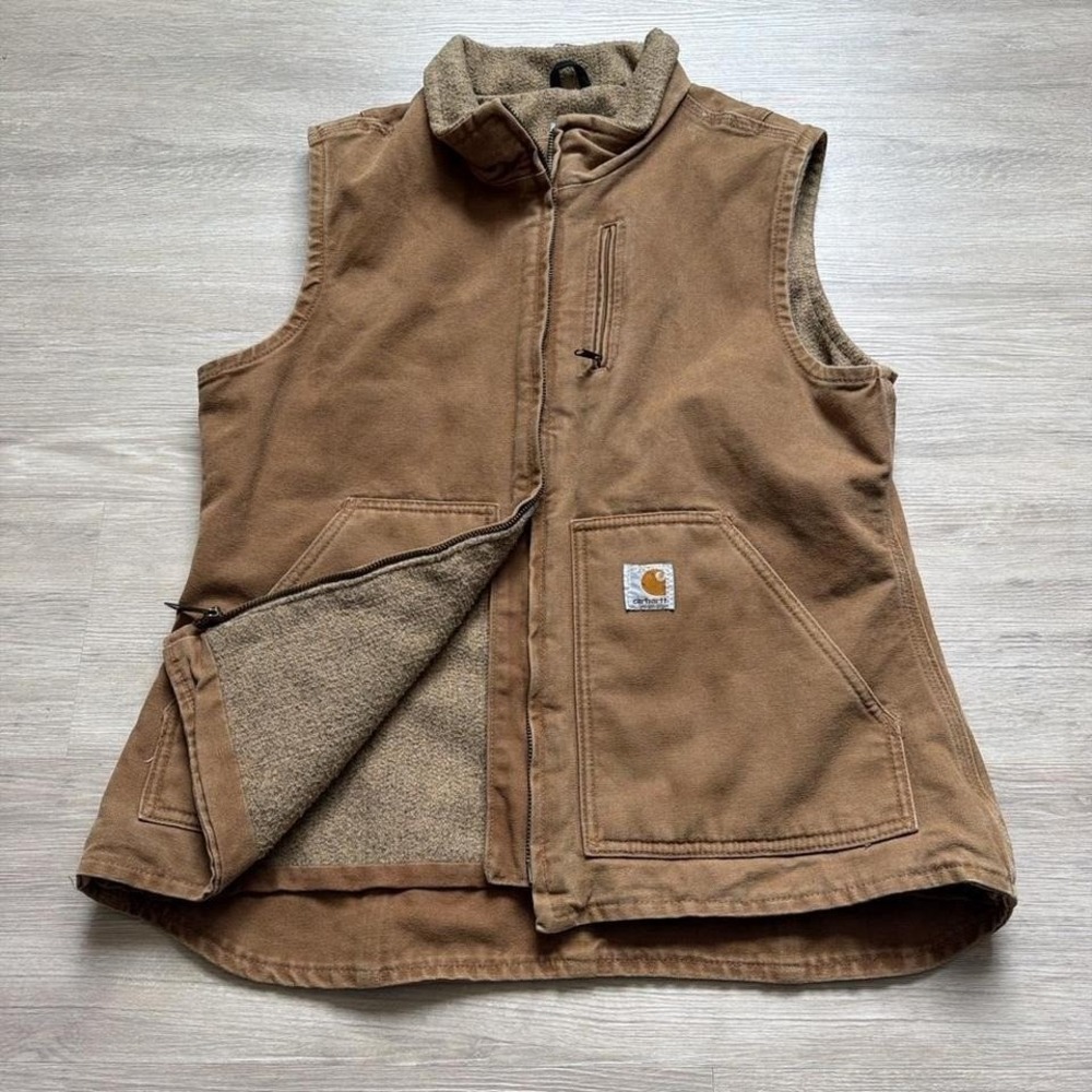 Womans Medium Brown Carhartt Quilted Duck Canvas Vest Y2K Vintage